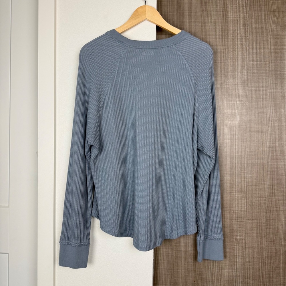 Faherty Legend Waffle Knit Crew in Tradewinds Blue Long Sleeve Top Size XL - Picture 7 of 12